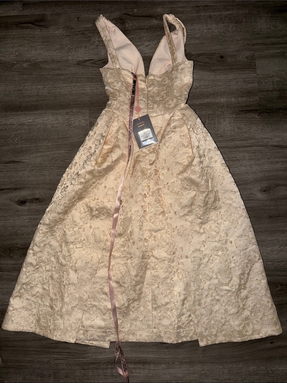 House of cb PALOMA Ivory Metallic Jacquard Midi dress - Picture 14 of 16
